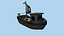 Cartoon Boat 03 - Black Pirate - Low Poly Ship