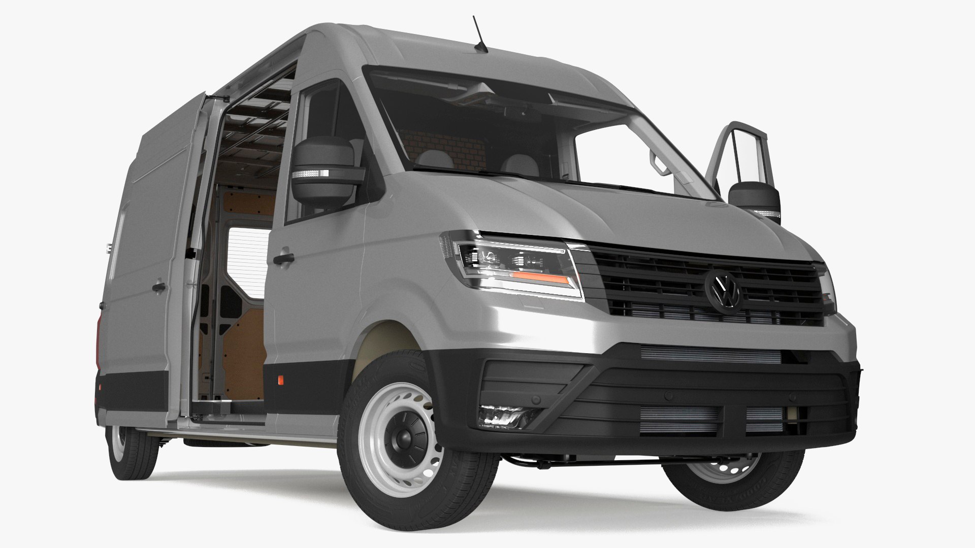 Volkswagen Crafter Van 2024 Long Silver Metallic Rigged 3D model preview