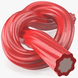 Licorice Twisted Rope Candy Tied in Knot 3D model