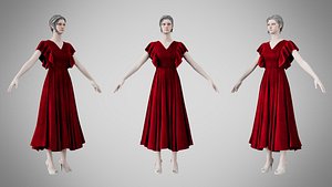 3D model Dress 45 Crimson Velvet
