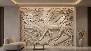 Tropical Leopard Palm Leaves Relief G116MAZ