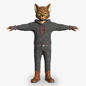 Stylized Anthropomorphic Bengal Cat Character 3D