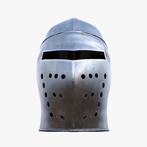 Medieval Great Helm Knight Helmet Low Poly PBR 4K 3D model