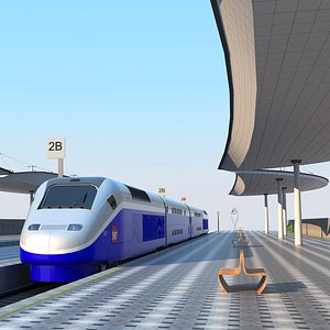 station train rail 3D model