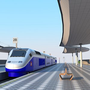 Railroad Station and Passenger Train