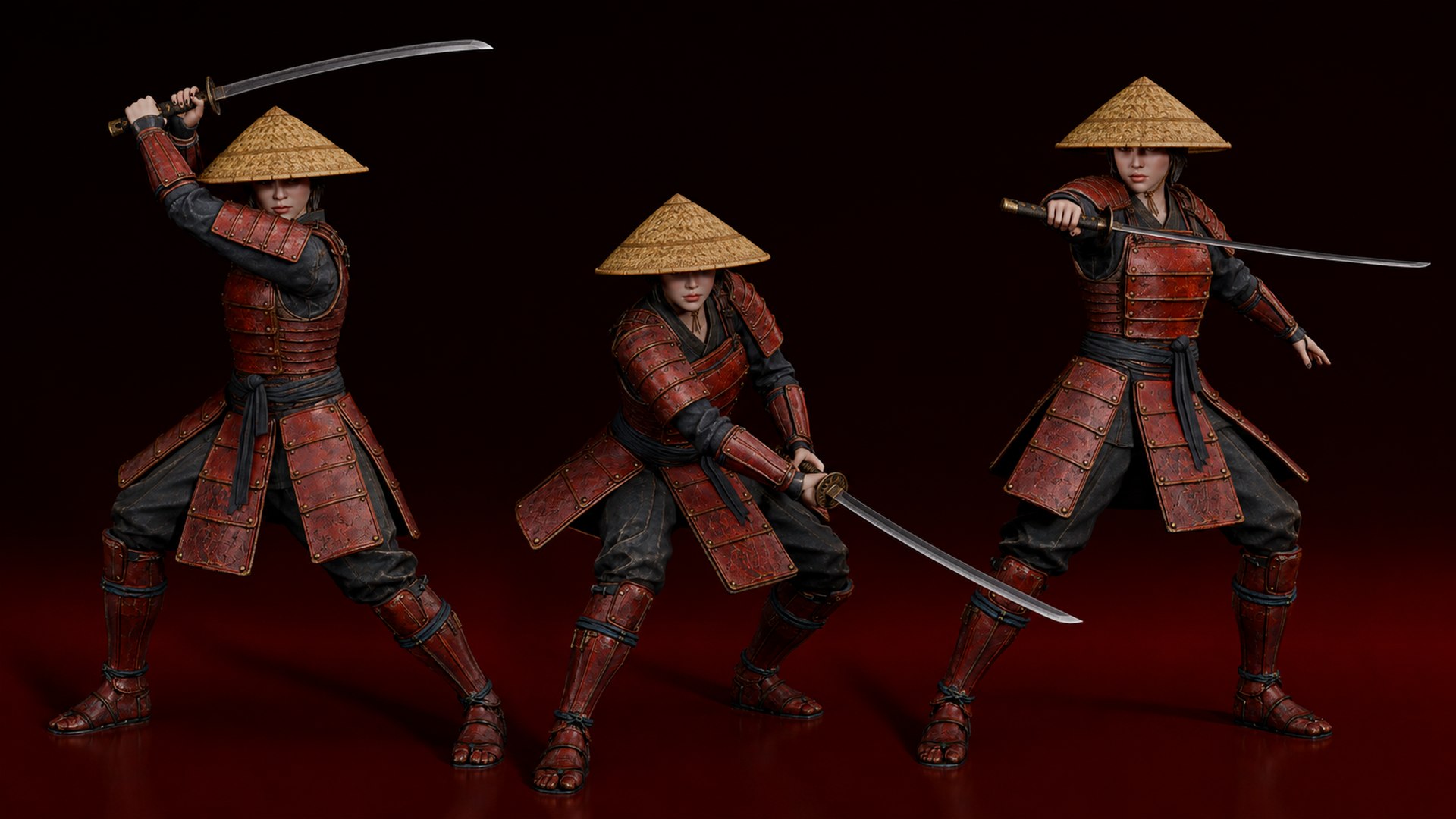 3D Samurai Warrior Female - Rigged - TurboSquid 2639636