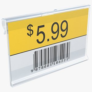 Plastic Label Holder with Barcode 3D model