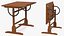 vintage wood drafting table 3D
