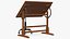 vintage wood drafting table 3D