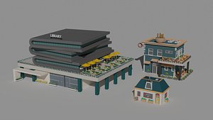 Low Poly Set of Three 3D