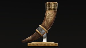 Drinking Horn Cup - Brown 3D