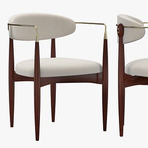 Kofod-Larsen Mahogany  Brass Arm Chair 3D model