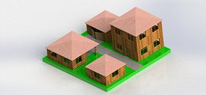 3D toys wooden town