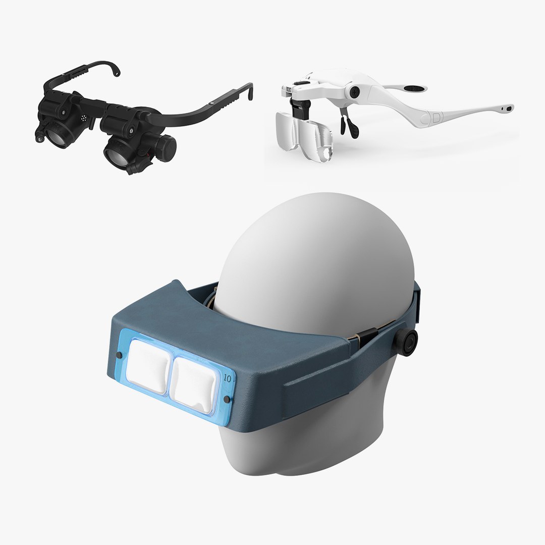 Glass Binocular Magnifiers Collection 3D model preview