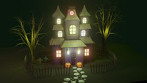 Halloween Haunted House Spooky Low Poly Model 3D model
