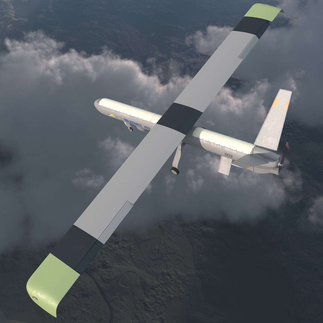 Elbit Hermes 450 Israel UAV Rigged 3D model preview