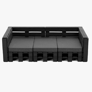pallet sofa black 3D model