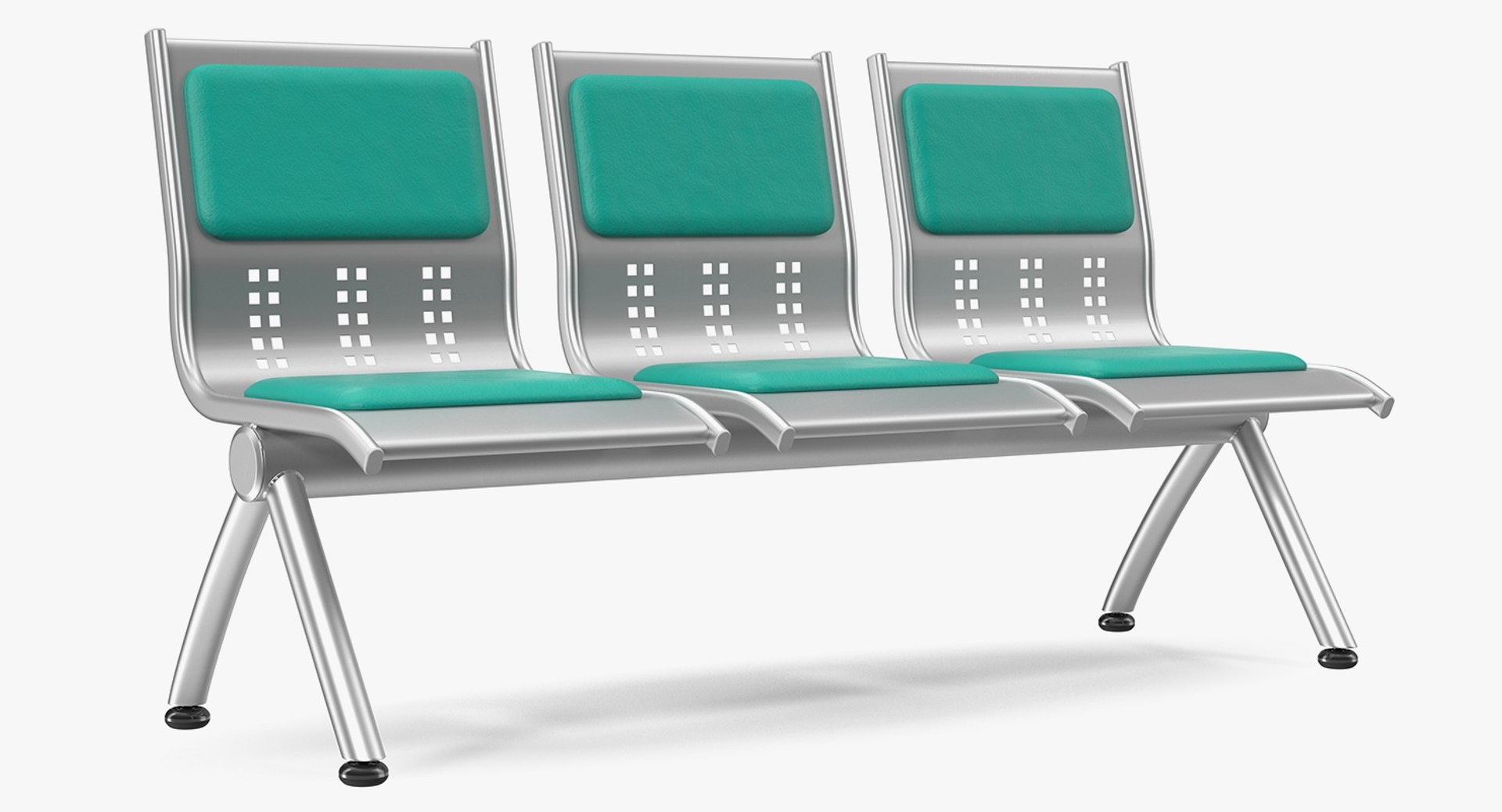 Waiting Room Triple Seats 3D Model 3D model preview