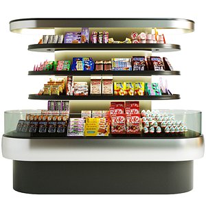 Modern showcase in a supermarket with sweets 3D model