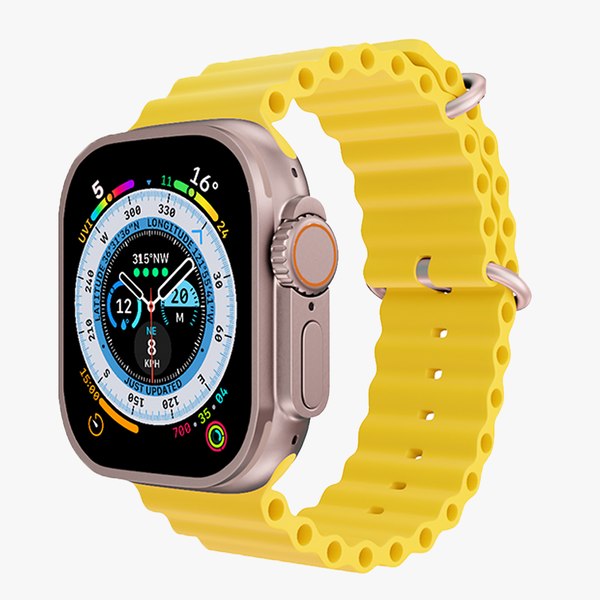 Apple Watch 超钛金属表壳搭配黄色海洋表带3D模型 - TurboSquid 1970790