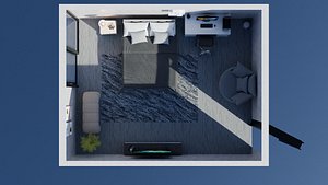 Modern Bedroom Interior Scene Ready to Render 3D model