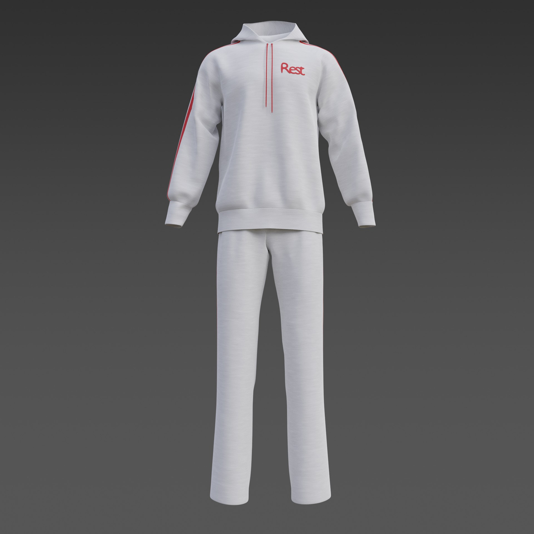 Male Tracksuit - Sweatpants And Sweatshirt Hoodie 3D Model - TurboSquid ...