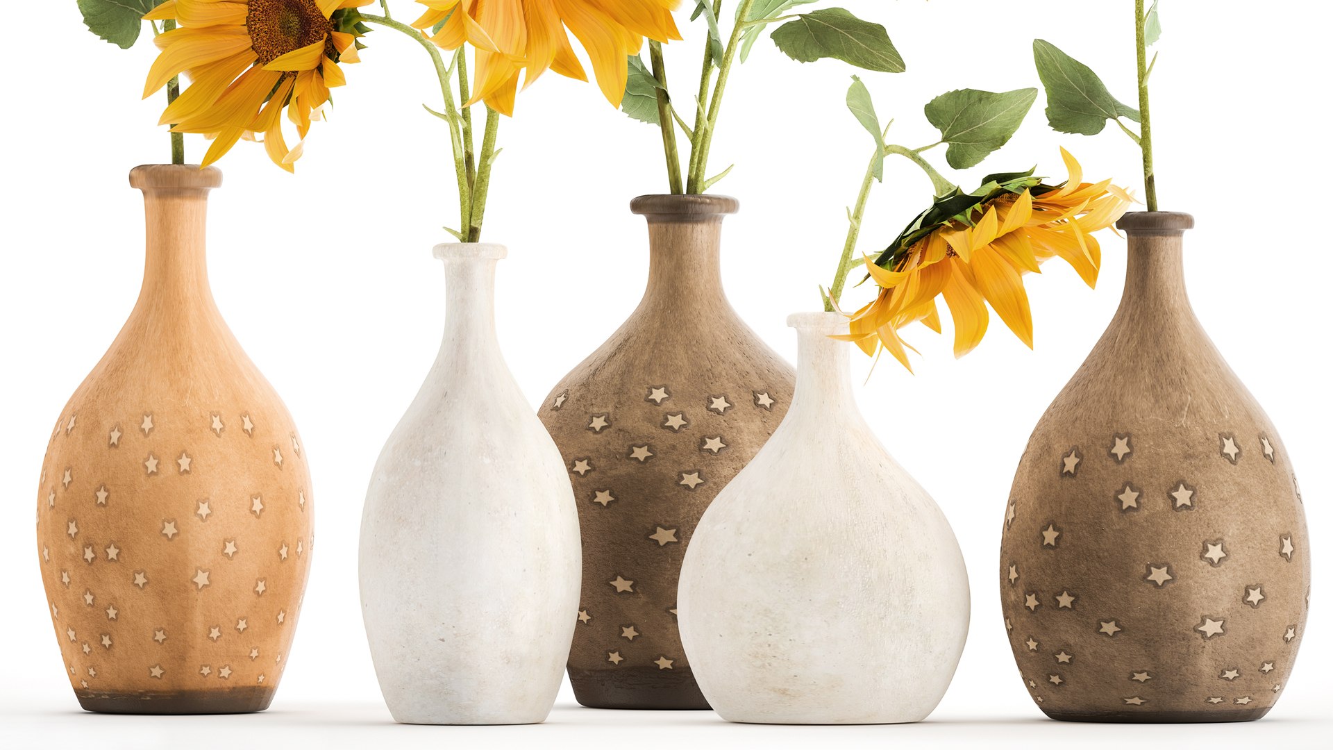 Flower Bouquet Of Sunflowers In A Clay Vase 132 Model - TurboSquid 1770600