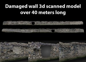 Damaged wall 3d scanned model