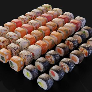 Sushi Maki Roll Set 3D model