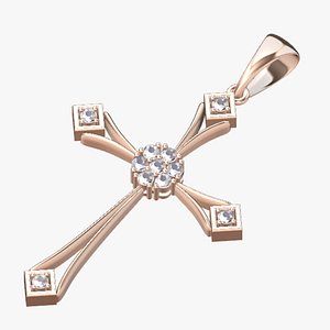 Diamond Cross Pendant 1 3D model