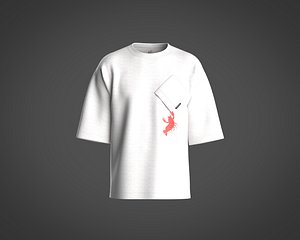 3D Mens T-shirt with lobster graphic and pocket model