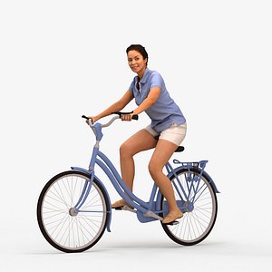 00571Omar016 - Adult Middle Eastern woman cycling in casual transitional seasonal clothing for urban