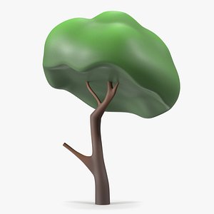Small Cartoon Tree Crooked Simple Coloring 3D model