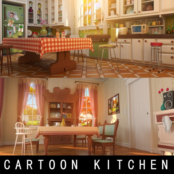 Cartoon Kitchen Dining Room 3D model