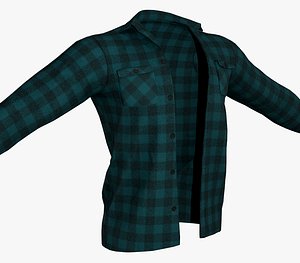Cyan Flannel Shirt 3D model
