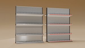 Modern Supermarket Display Rack Retail Store Shelf 3D Model