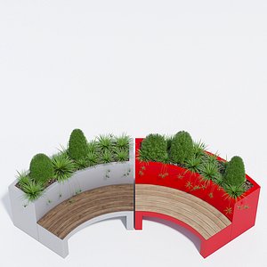 metal curved planter bench 3D