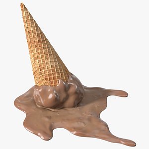 3D Chocolate Ice Cream Cone Melting model