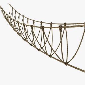 Rope Wire Bridge Over River Jungle