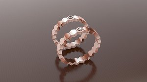 3D COUPLE RING HEXA WEDDING BAND model