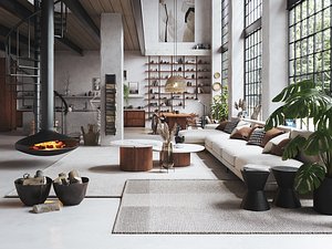 Boho Design Interior Scene for Cinema 4D and Corona Renderer