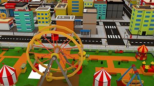 Low Poly Modular City Pack Stylized Urban Town Environment 3D model