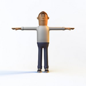 rigged cartoon man low-poly character model
