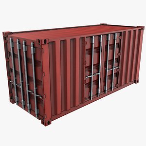 3D 20ft Side Door Container - Red model