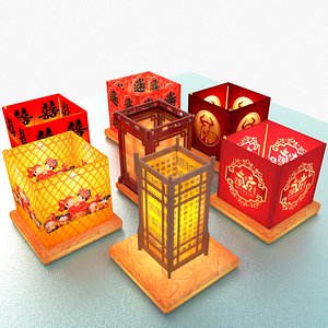 3D Chinese water lanterns model