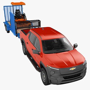 Chevrolet Silverado EV Work Truck 2024 with Landscape Pro Trailer 03 3D model