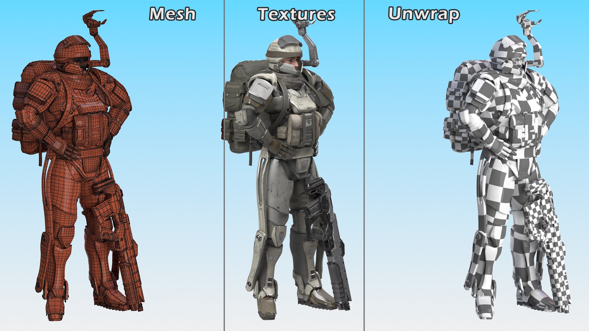 3D Soldier in Futuristic Exoskeleton Idle Pose model https://p.turbosquid.com/ts-thumb/J1/2r7jlg/Lq/soldierinfuturisticexoskeletonidleposemb3dmodel023/jpg/1701745287/1920x1080/fit_q87/6ebaa71fdedd5493a2b8ef73785318d46487e471/soldierinfuturisticexoskeletonidleposemb3dmodel023.jpg