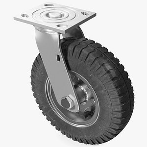 3D model Pneumatic Swivel Caster 8 Inches Chrome