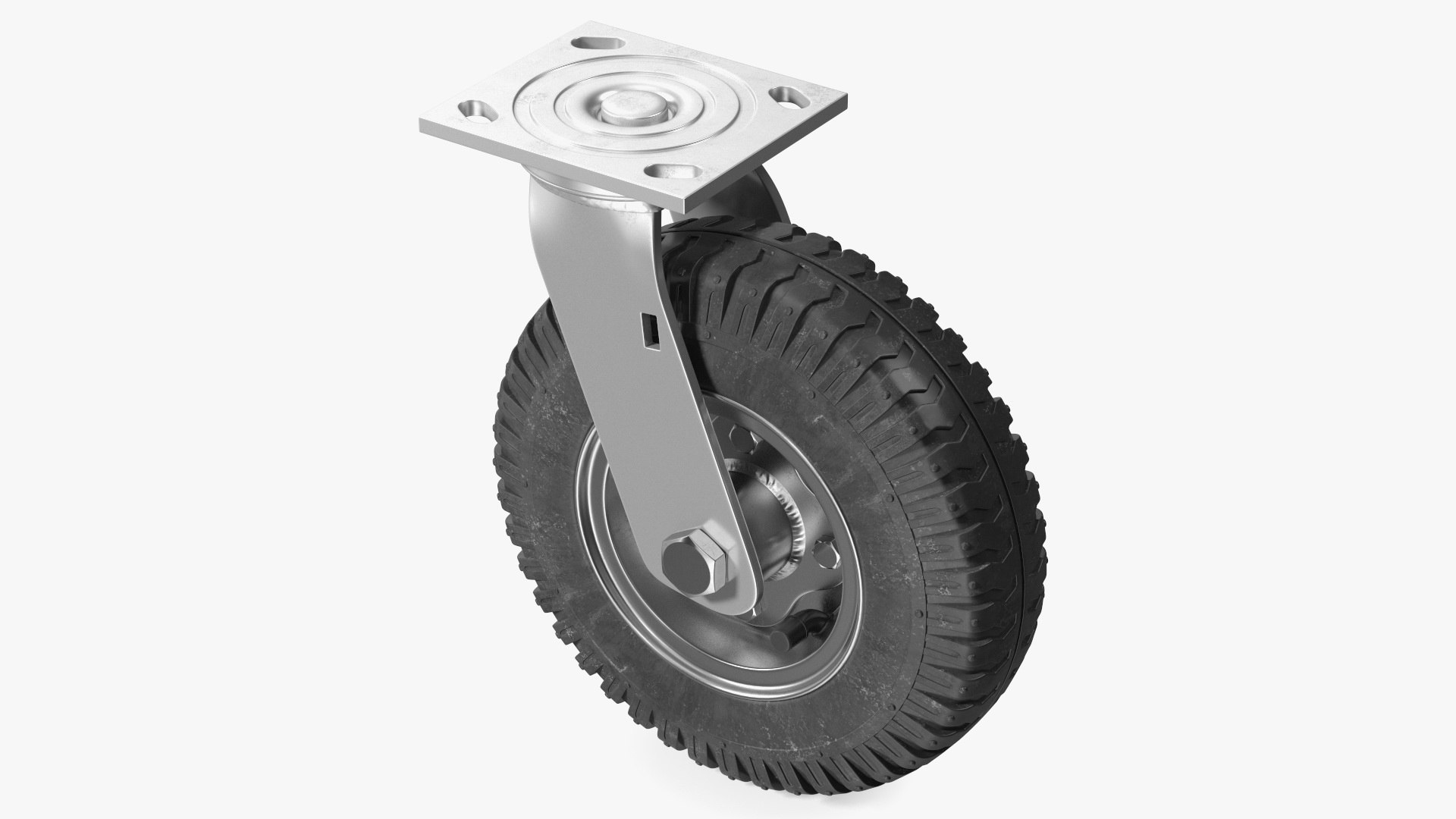 Pneumatic Swivel Caster 8 Inches Chrome 3D model preview