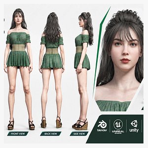 3D Realistic Female 3D Character